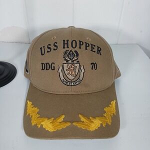 The Corps USS Hopper DDG 70 Hat Mens Brown Navy Destroyer CO Cap Scrambled Eggs